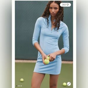 Beyond Yoga Heather Rib Westside Mini Athletic Dress Blue Size Large